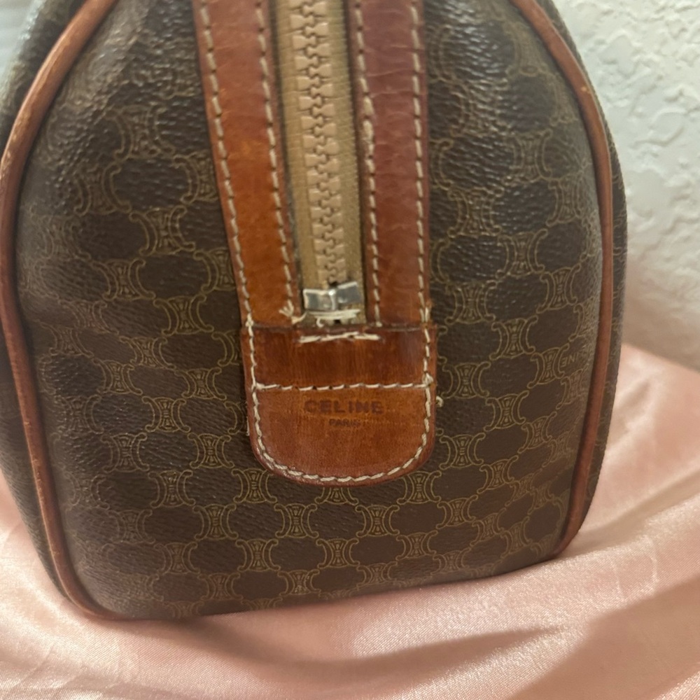 Celine Brown Monogram Canvas Bowling Satchel with Cognac Trim - Picture 5 of 13